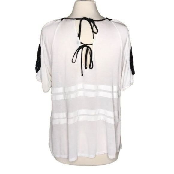 Anthropologie Leifnotes M lace trim top cream black - Picture 5 of 7